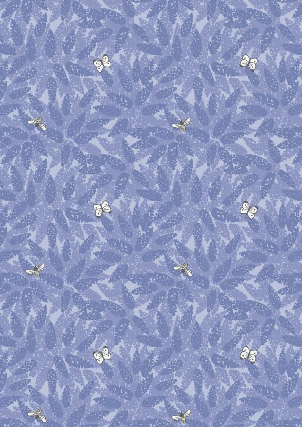 Lewis & Irene Fabric Grandma's Garden Blue Buddleia