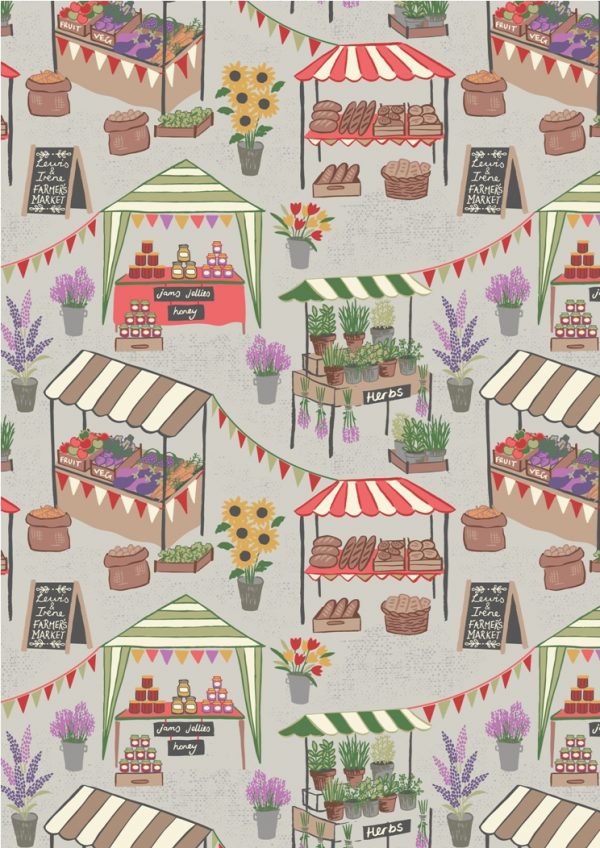 Lewis & Irene Fabric Farmers Market on Light Grey