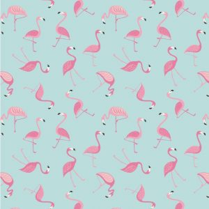 Lewis & Irene Fabrics Tropicana Flamingo On Blue