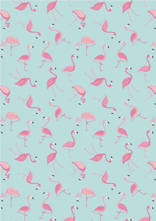 Lewis & Irene Fabrics Tropicana Flamingo On Blue