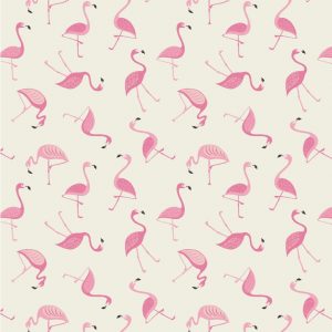 Lewis & Irene Fabrics Tropicana Flamingo On White