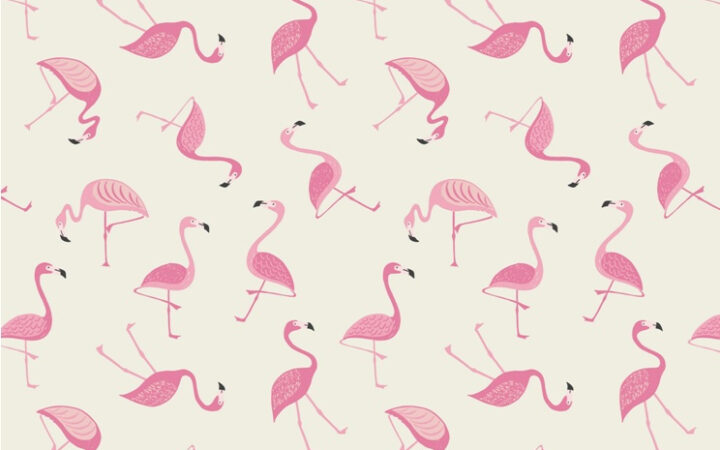 Lewis & Irene Tropicana Flamingo On White