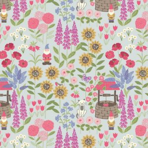 Lewis & Irene Fabric Grandma's Garden On Light Blue