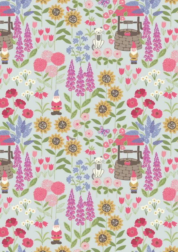 Lewis & Irene Fabric Grandma's Garden On Light Blue
