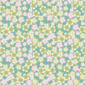 Lewis & Irene Fabrics Tropicana Green Tropical Flowers