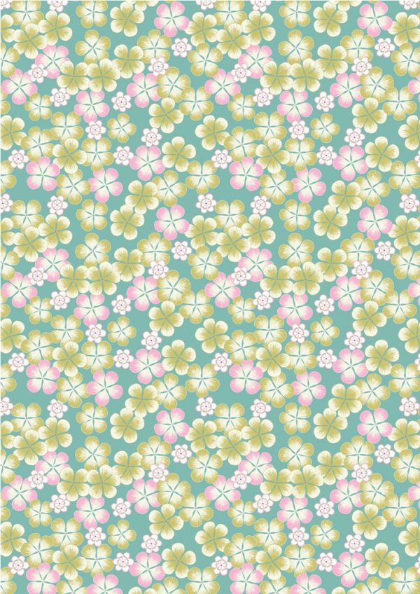 Lewis & Irene Fabrics Tropicana Green Tropical Flowers