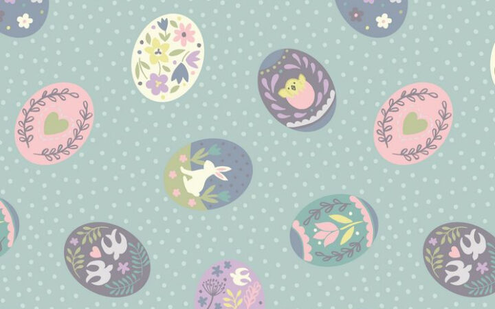 Lewis & Irene Salisbury Spring Painted Eggs On Blue