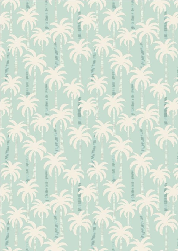 Lewis & Irene Fabrics Tropicana Palm Trees On Blue