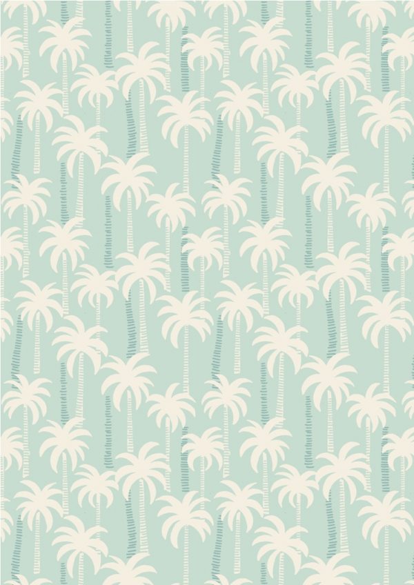 Lewis & Irene Fabrics Tropicana Palm Trees On Blue