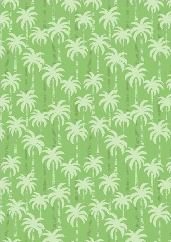 Lewis & Irene Fabrics Tropicana Palm Trees On Green