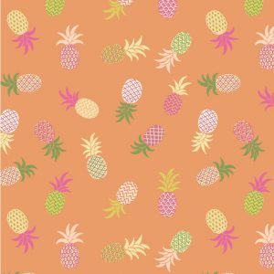 Lewis & Irene Fabrics Tropicana Pineapples On Orange