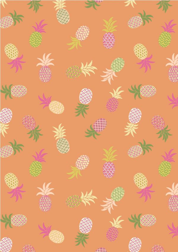 Lewis & Irene Fabrics Tropicana Pineapples On Orange