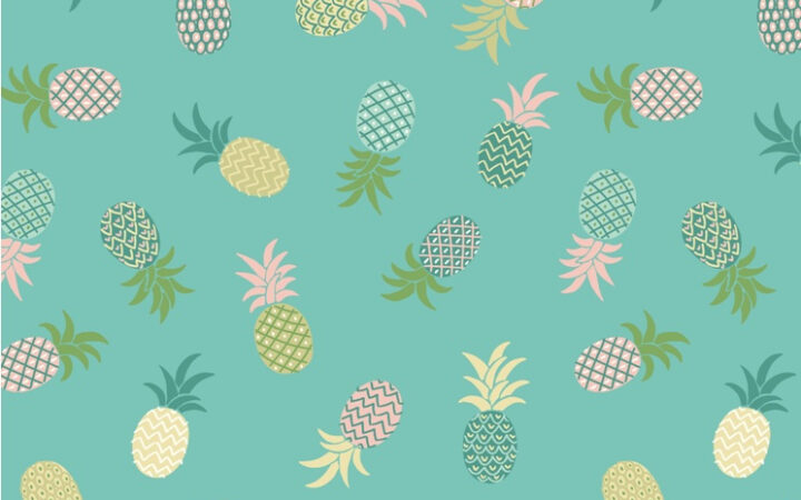 Lewis & Irene Tropicana Pineapples On Turquoise