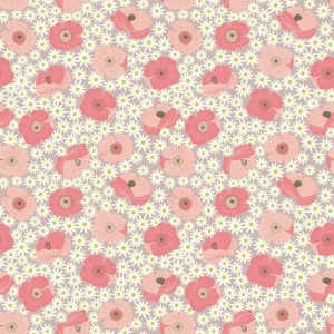 Lewis & Irene Fabric Grandma's Garden Pink Poppy