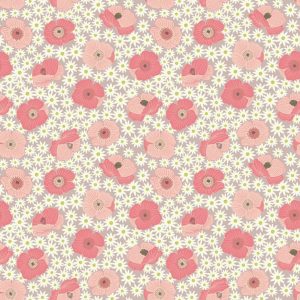 Lewis & Irene Fabric Grandma's Garden Pink Poppy