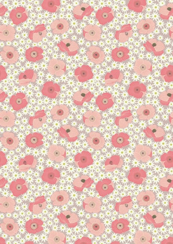 Lewis & Irene Fabric Grandma's Garden Pink Poppy