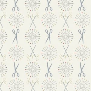 Lewis & Irene Fabrics Threaded with Love Pins & Needles Cream