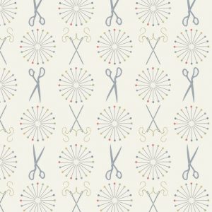 Lewis & Irene Fabrics Threaded with Love Pins & Needles Cream