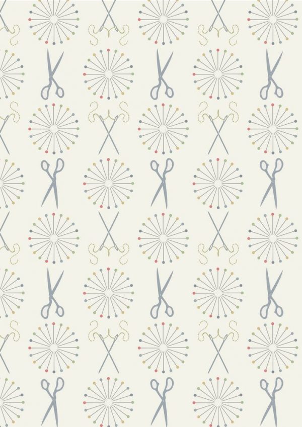 Lewis & Irene Fabrics Threaded with Love Pins & Needles Cream