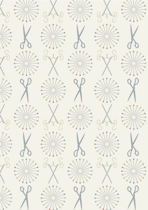 Lewis & Irene Fabrics Threaded with Love Pins & Needles Cream