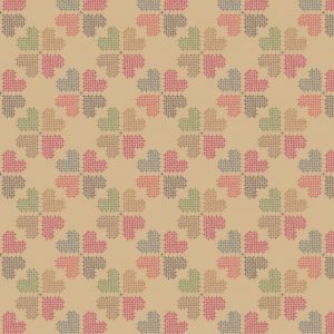 Lewis & Irene Fabrics Threaded with Love Stitch Heart Gold