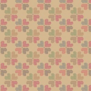 Lewis & Irene Fabrics Threaded with Love Stitch Heart Gold