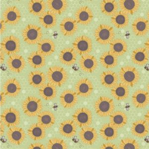 Lewis & Irene Farmers Market Fabric Sunflowers on Grass Green