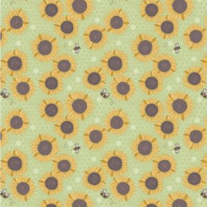 Lewis & Irene Farmers Market Fabric Sunflowers on Grass Green