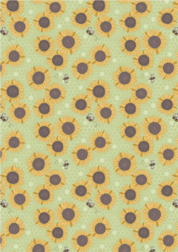 Lewis & Irene Farmers Market Fabric Sunflowers on Grass Green