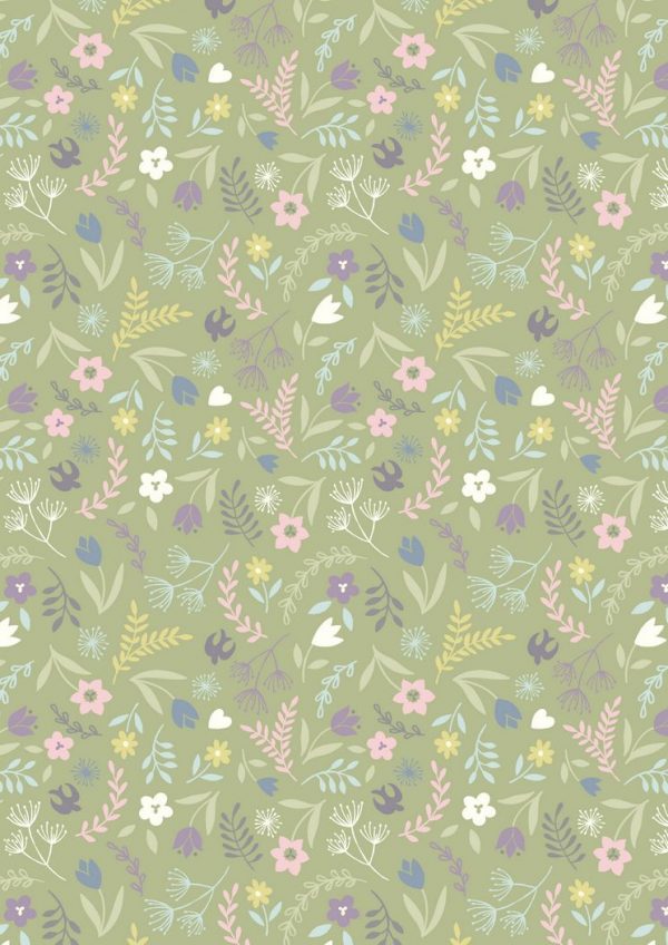 Lewis & Irene Fabrics Salisbury Spring Swallows & Blooms On Green