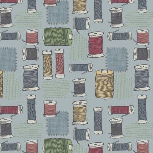 Lewis & Irene Fabrics Threaded with Love Threads On Grey