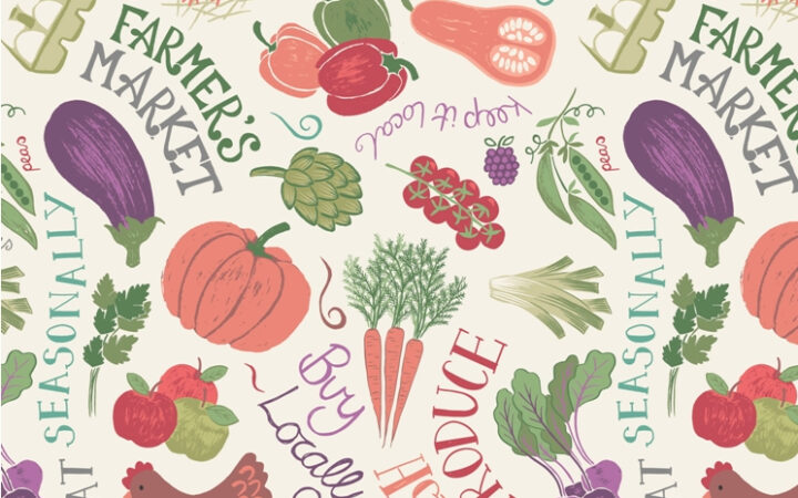 Lewis & Irene Farmers Market Vegetables On Light Cream