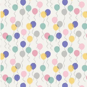 Lewis & Irene Fabrics April Showers Colourful Balloons on Cream