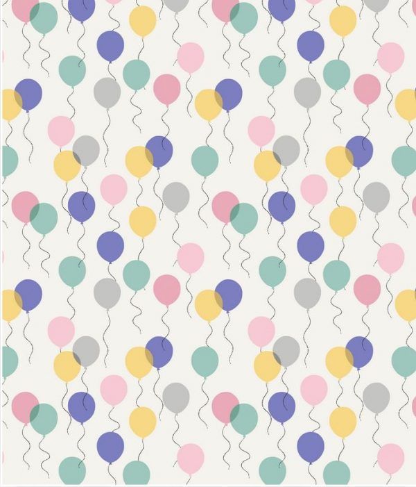 Lewis & Irene Fabrics April Showers Colourful Balloons on Cream