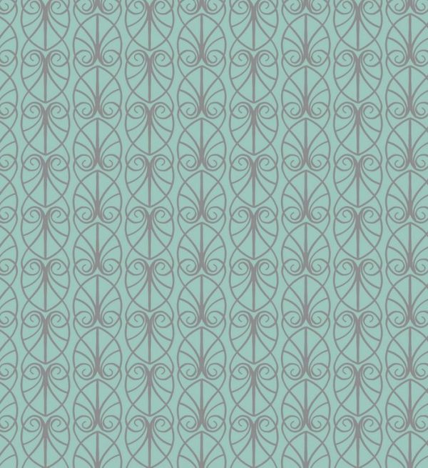 Lewis & Irene Fabrics April Showers Parisian Fretwork on Aqua