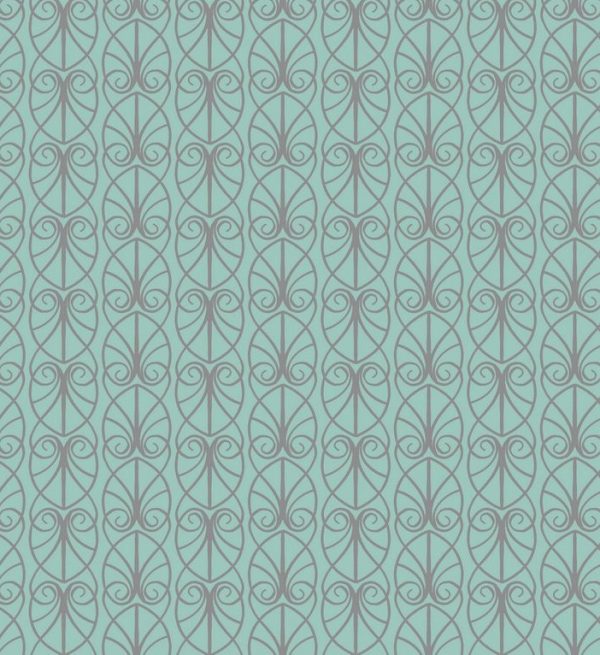 Lewis & Irene Fabrics April Showers Parisian Fretwork on Aqua