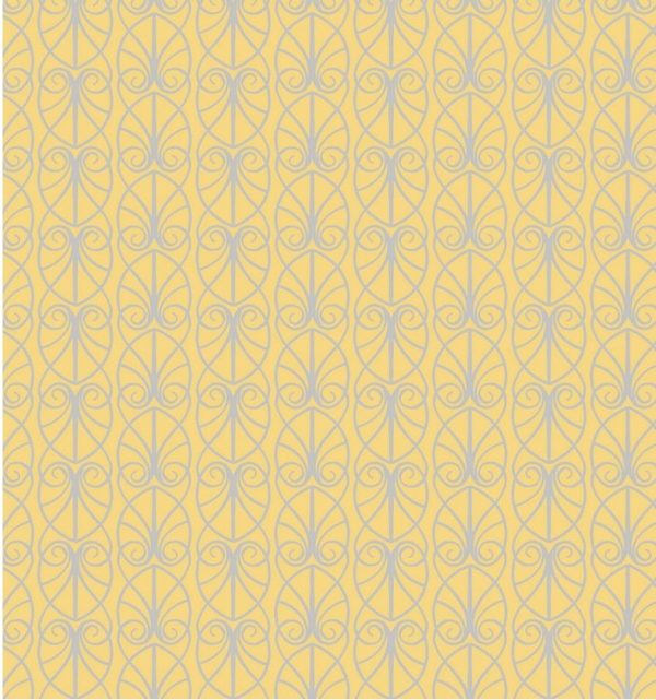 Lewis & Irene Fabrics April Showers Parisian Fretwork on Yellow