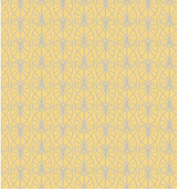 Lewis & Irene Fabrics April Showers Parisian Fretwork on Yellow