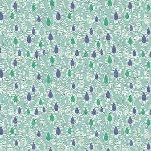 Lewis & Irene Fabrics April Showers Raindrops on Aqua