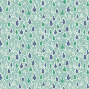 Lewis & Irene Fabrics April Showers Raindrops on Aqua