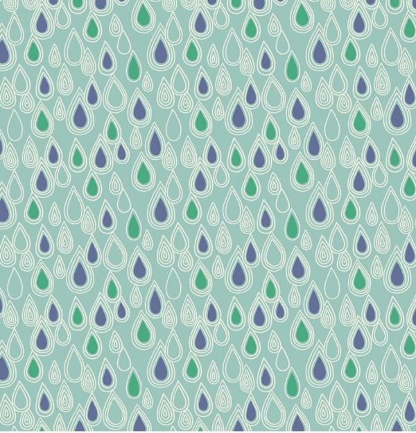 Lewis & Irene Fabrics April Showers Raindrops on Aqua