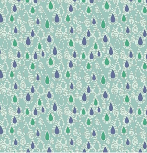 Lewis & Irene Fabrics April Showers Raindrops on Aqua