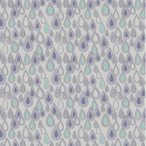 Lewis & Irene Fabrics April Showers Raindrops on Grey