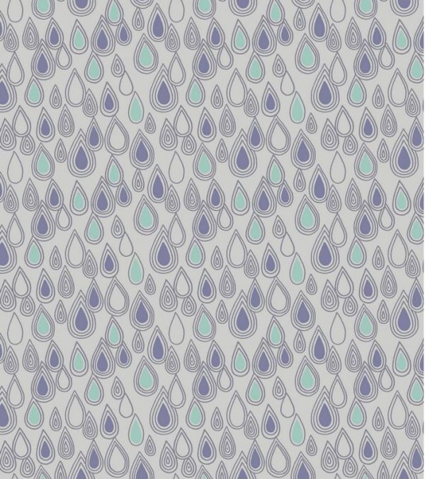 Lewis & Irene Fabrics April Showers Raindrops on Grey