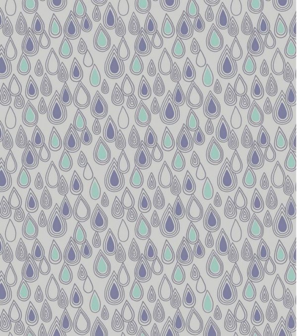 Lewis & Irene Fabrics April Showers Raindrops on Grey