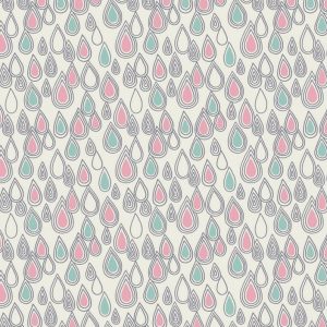 Lewis & Irene Fabrics April Showers Raindrops on White