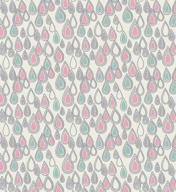 Lewis & Irene Fabrics April Showers Raindrops on White