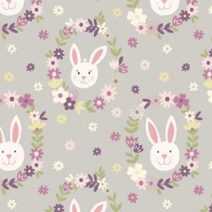 Lewis & Irene Fabrics Bunny Garden Flower Wreath