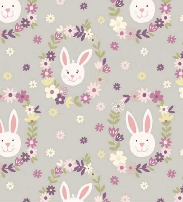 Lewis & Irene Fabrics Bunny Garden Flower Wreath