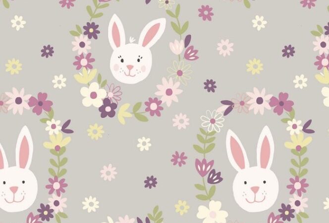 Lewis & Irene Bunny Garden Flower Wreath